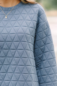 Make A Choice Denim Blue Quilted Top