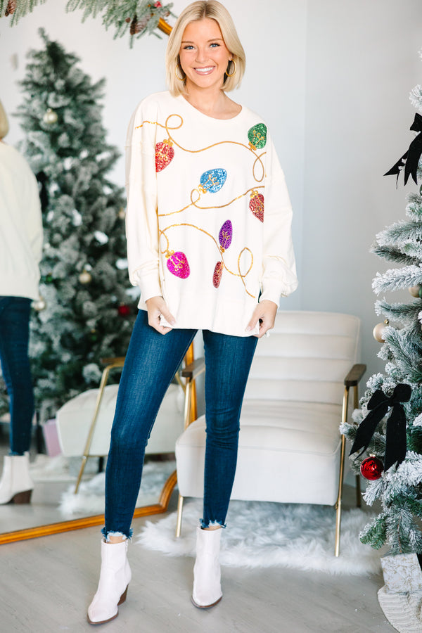 sequined pullover, novelty holiday pullover, christmas lights pullover