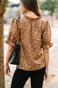 Coming Back To You Camel Brown Faux Suede Blouse