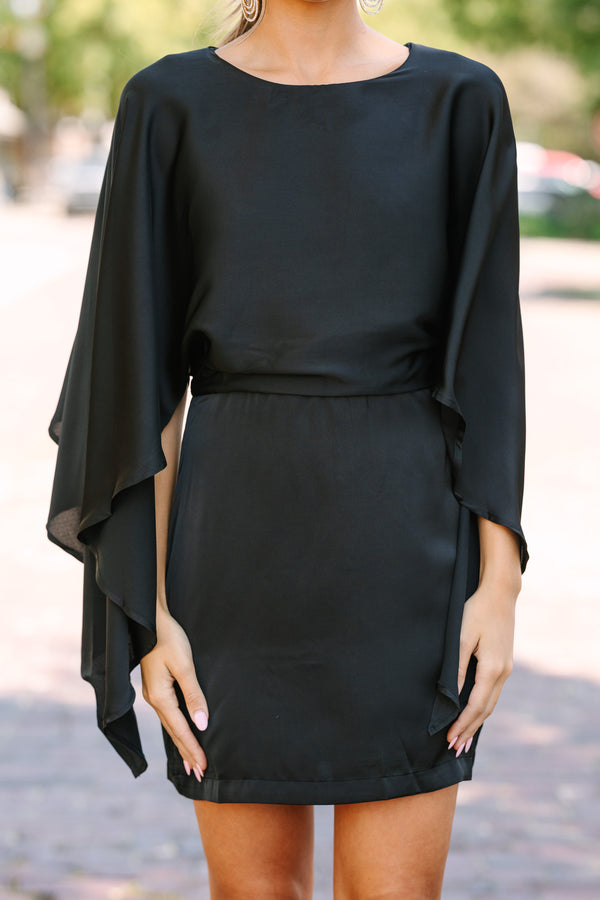 Seven Wonders Black Satin Cape Dress Shop the Mint Seven Wonders Black Satin Cape Dress Shop the Mint
