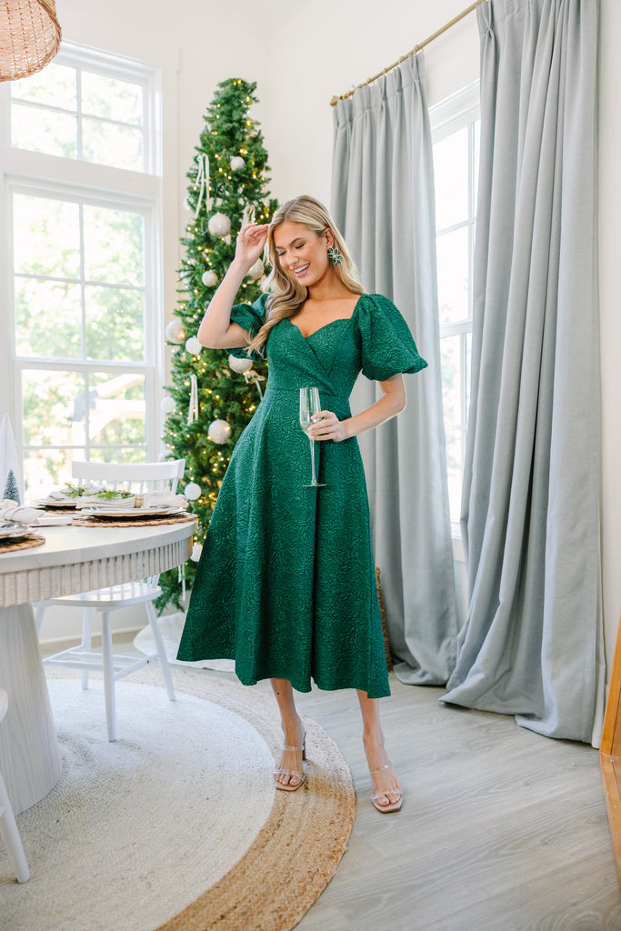 In Your Sights Emerald Green Textured Midi Dress – Shop the Mint