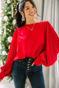 Out For The Day Red Satin Blouse