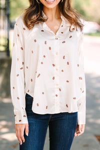 spotted blouses, satin blouses, workwear for women, neutral blouses