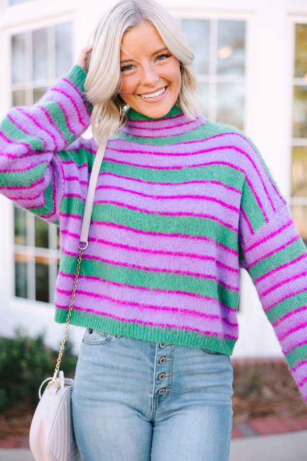 Modern Muse Green Striped Sweater