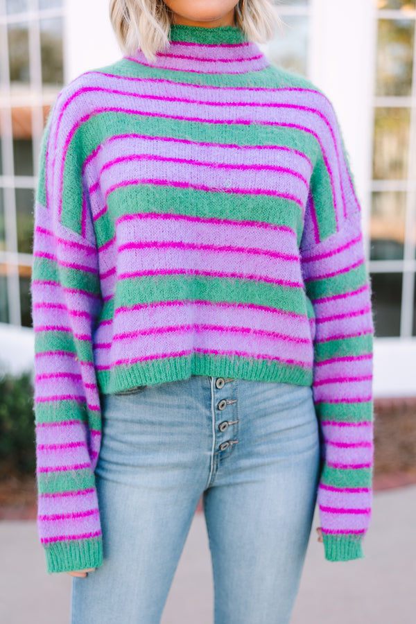 Modern Muse Green Striped Sweater