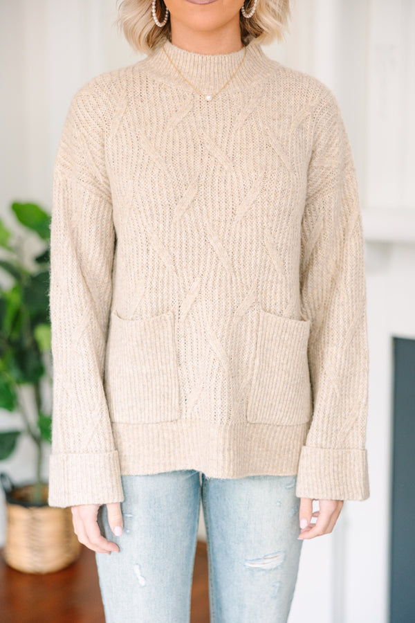 Just As You Are Oatmeal Brown Sweater