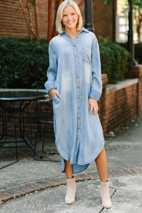 Best Of Both Medium Wash Denim Midi Dress Shop the Mint Best Of Both Medium Wash Denim Midi Dress Shop the Mint
