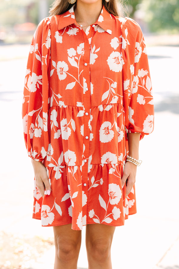 orange floral dresses for women, women's babydoll dresses, cute fall dresses