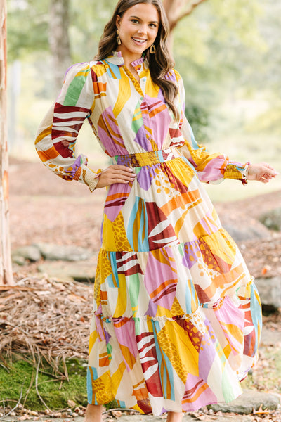 knee length dresses for ladies Fate: Bring All Your Love Lilac Purple Abstract Maxi Dress – Shop the Mint