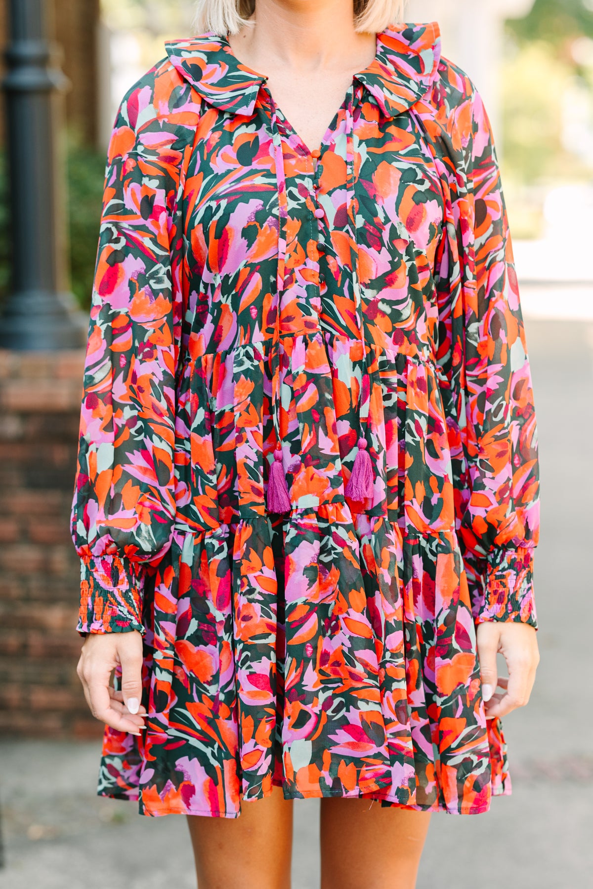 Hunter green floral dress sale