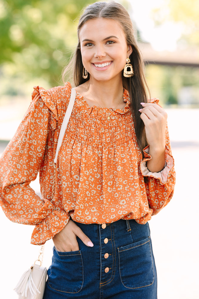 All About You Rust Orange Floral Blouse – Shop the Mint