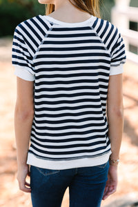 Girls: Play It Safe Navy Blue Striped Tee