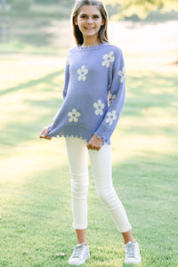 Girls: Go Where You Choose Lavender Purple Floral Sweater