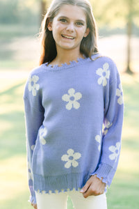 Girls: Go Where You Choose Lavender Purple Floral Sweater