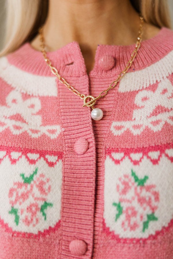 Living For The Classics Gold Pearl Necklace