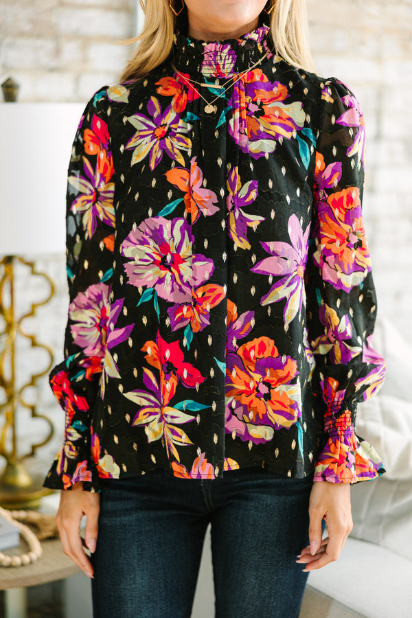 Fate: Keep It Up Black Floral Blouse
