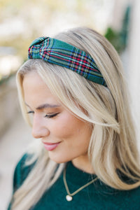 Rockin' Around Green Plaid Headband