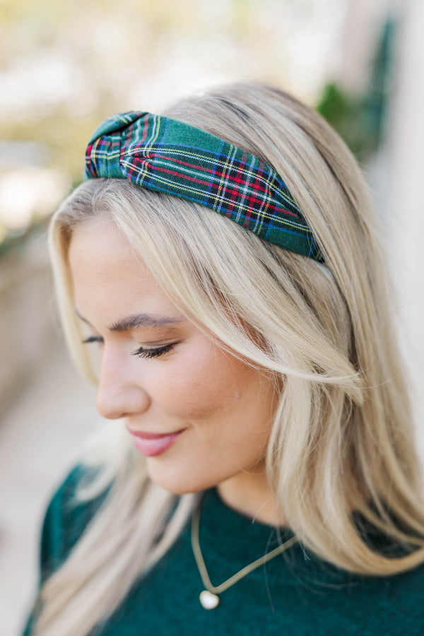 Rockin' Around Green Plaid Headband