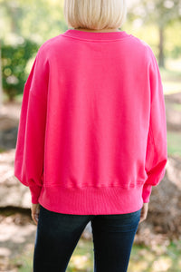Spooky Season Fuchsia Pink Embroidered Sweatshirt