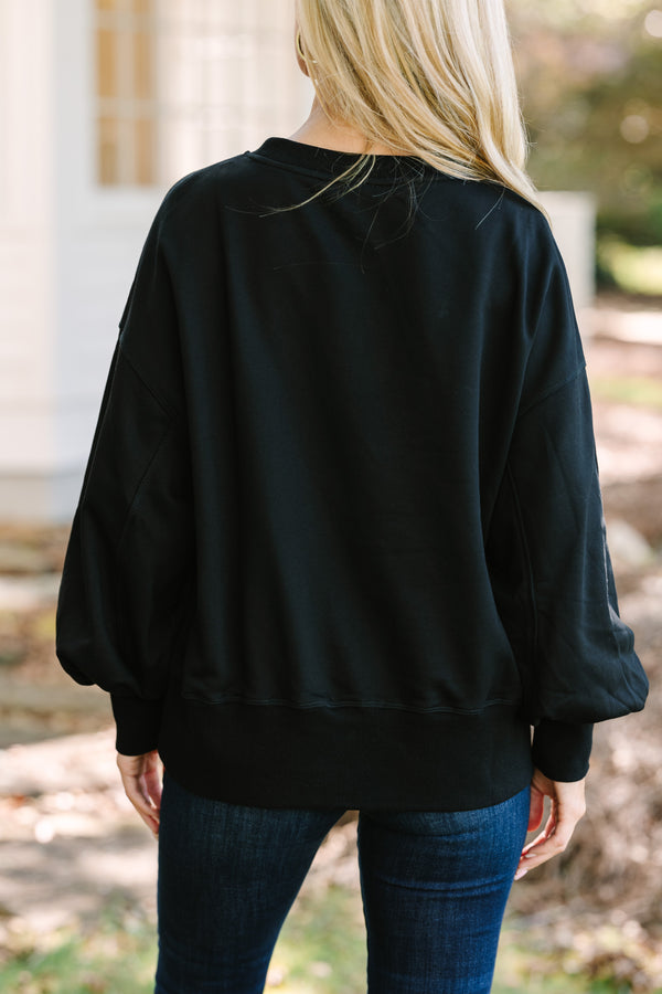 All Things Spooky Black Embroidered Sweatshirt