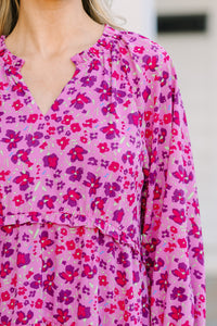 All That You Know Magenta Floral Dress