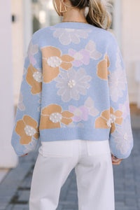 Easy To Love Blue Floral Sweater
