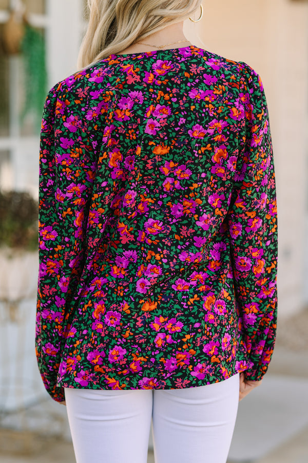 Falling For You Black Floral Blouse
