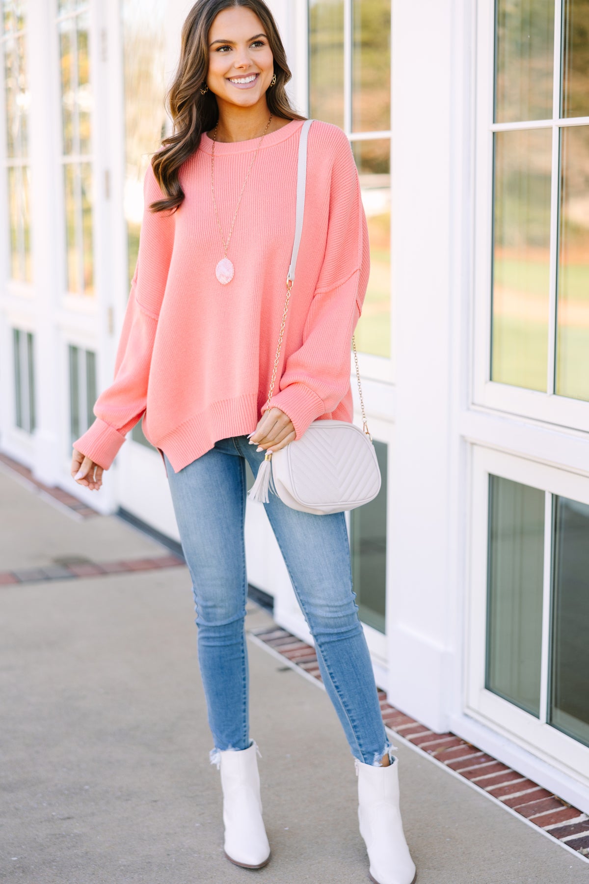 Give You Joy Coral Pink Dolman Sweater Shop the Mint