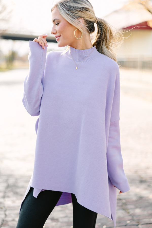 Going With You Lavender Purple Mock Neck Sweater