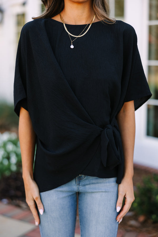 Happy Thoughts Black Tied Blouse