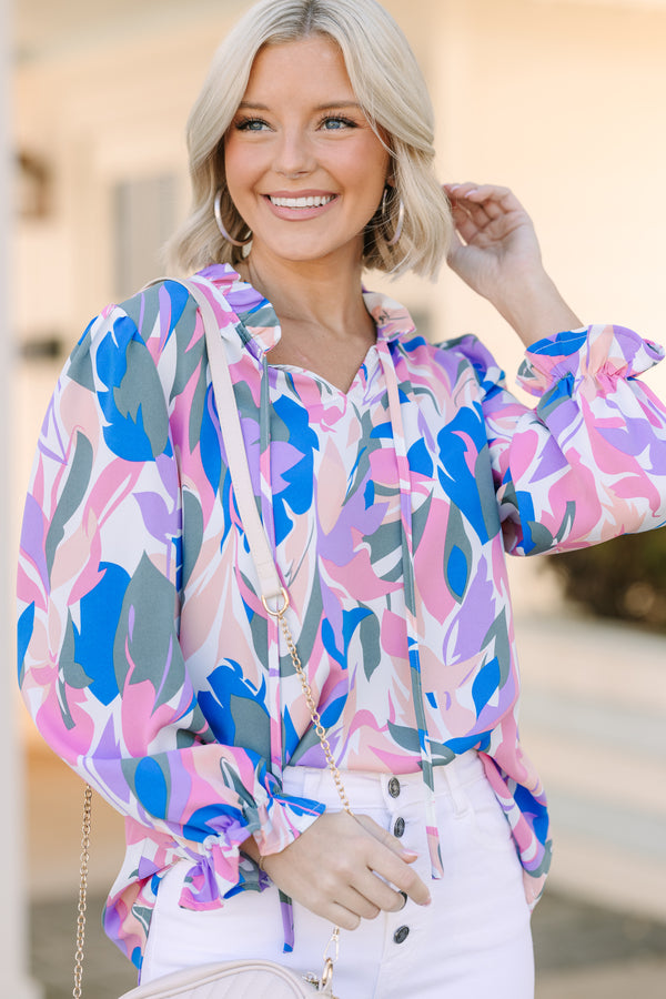 Loving It All Lavender Purple Abstract Blouse