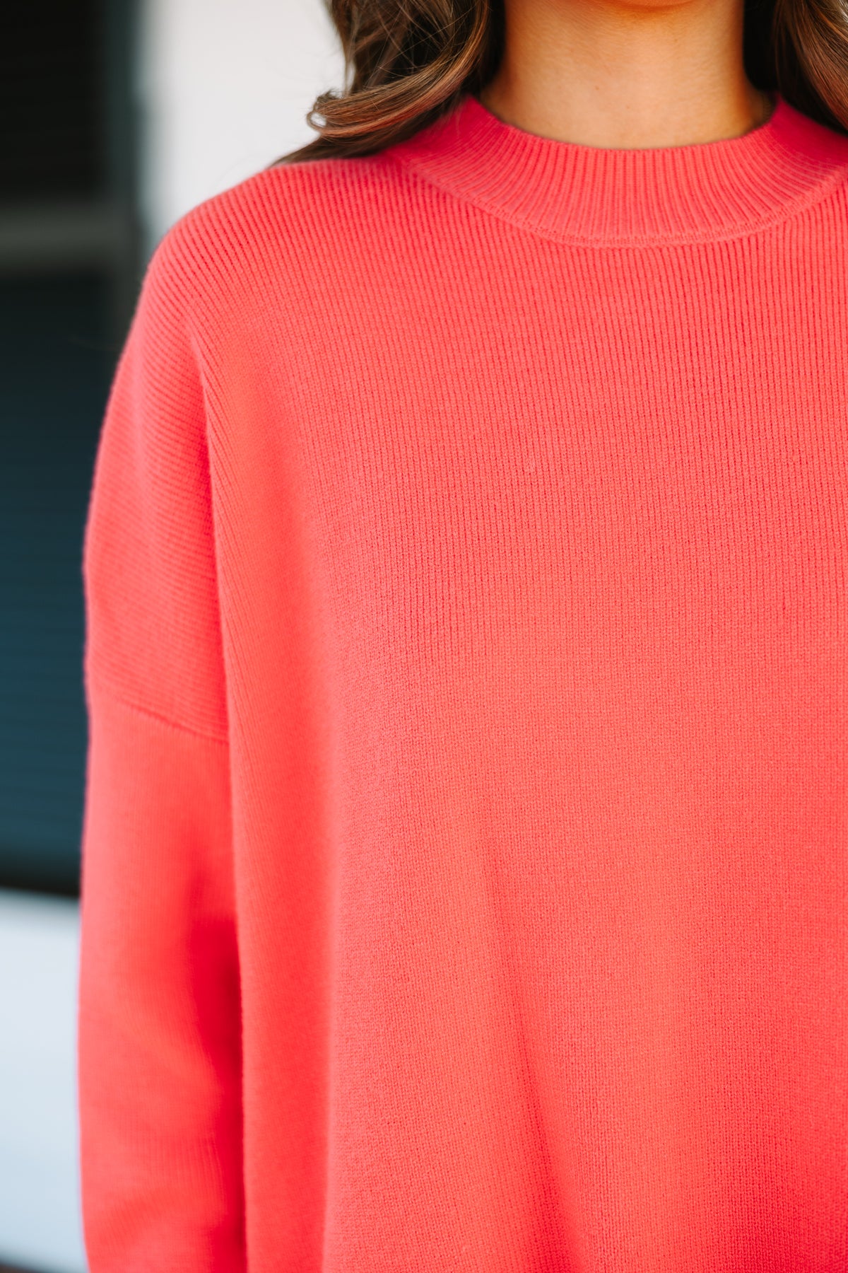 Perfectly You Coral Orange Mock Neck Sweater – Shop the Mint