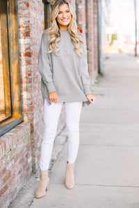 Perfectly You Gray Mock Neck Sweater