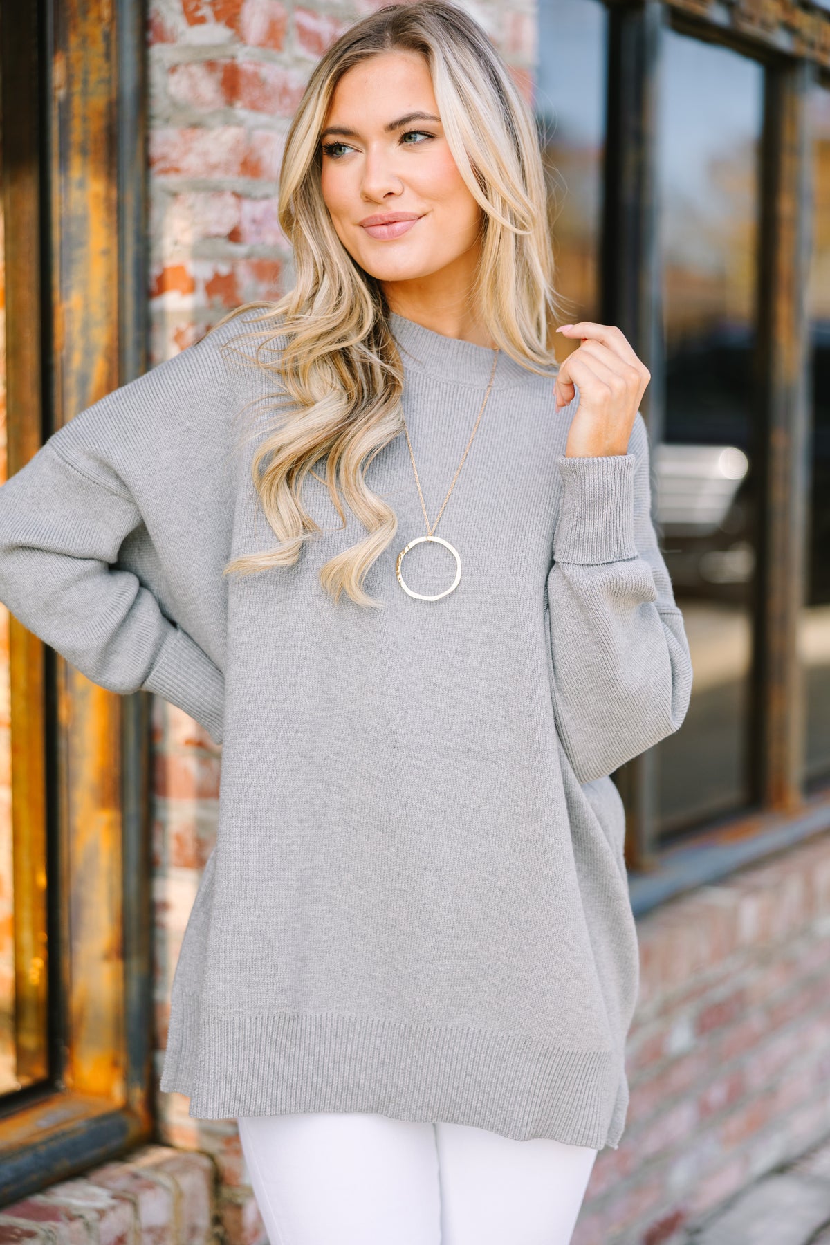 Perfectly You Gray Mock Neck Sweater – Shop the Mint