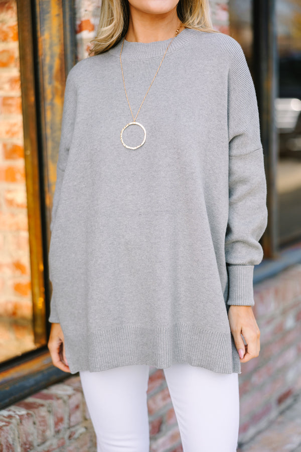 Let's See Gray Cowl Neck Sweater Dress – Shop the Mint