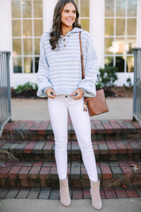 Think It Over Light Blue Striped Sweater