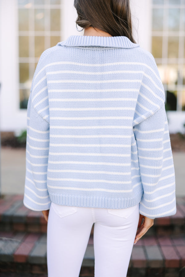 Think It Over Light Blue Striped Sweater