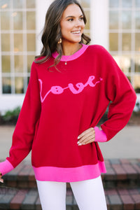 All The Love Red Graphic Sweater