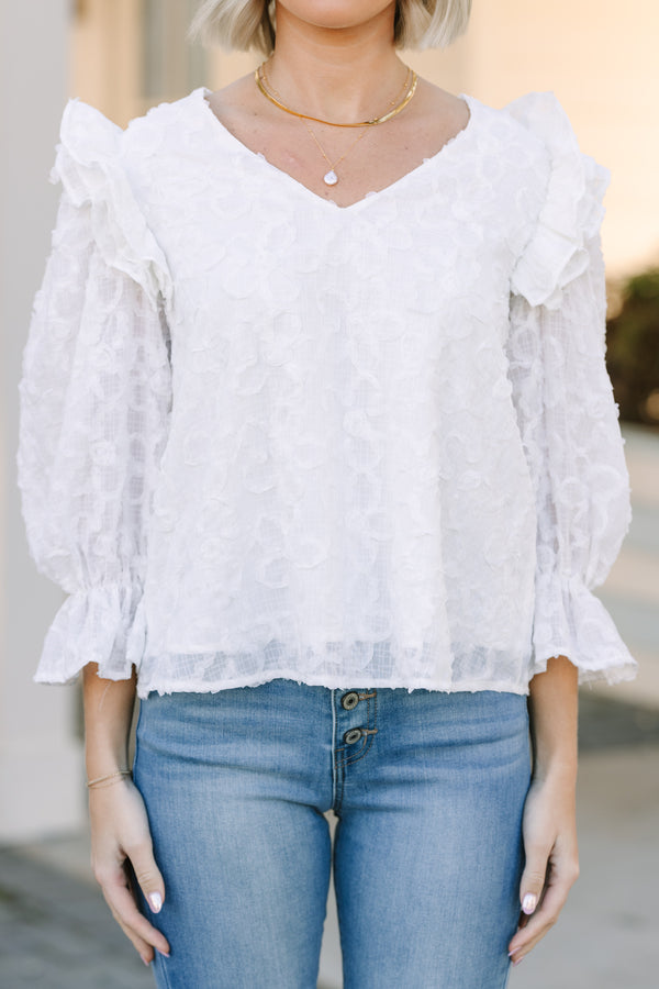 Living On Love Cream Floral Ruffled Blouse