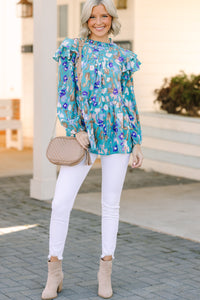 floral blouse, ruffled blouse, work wear, boutique tops