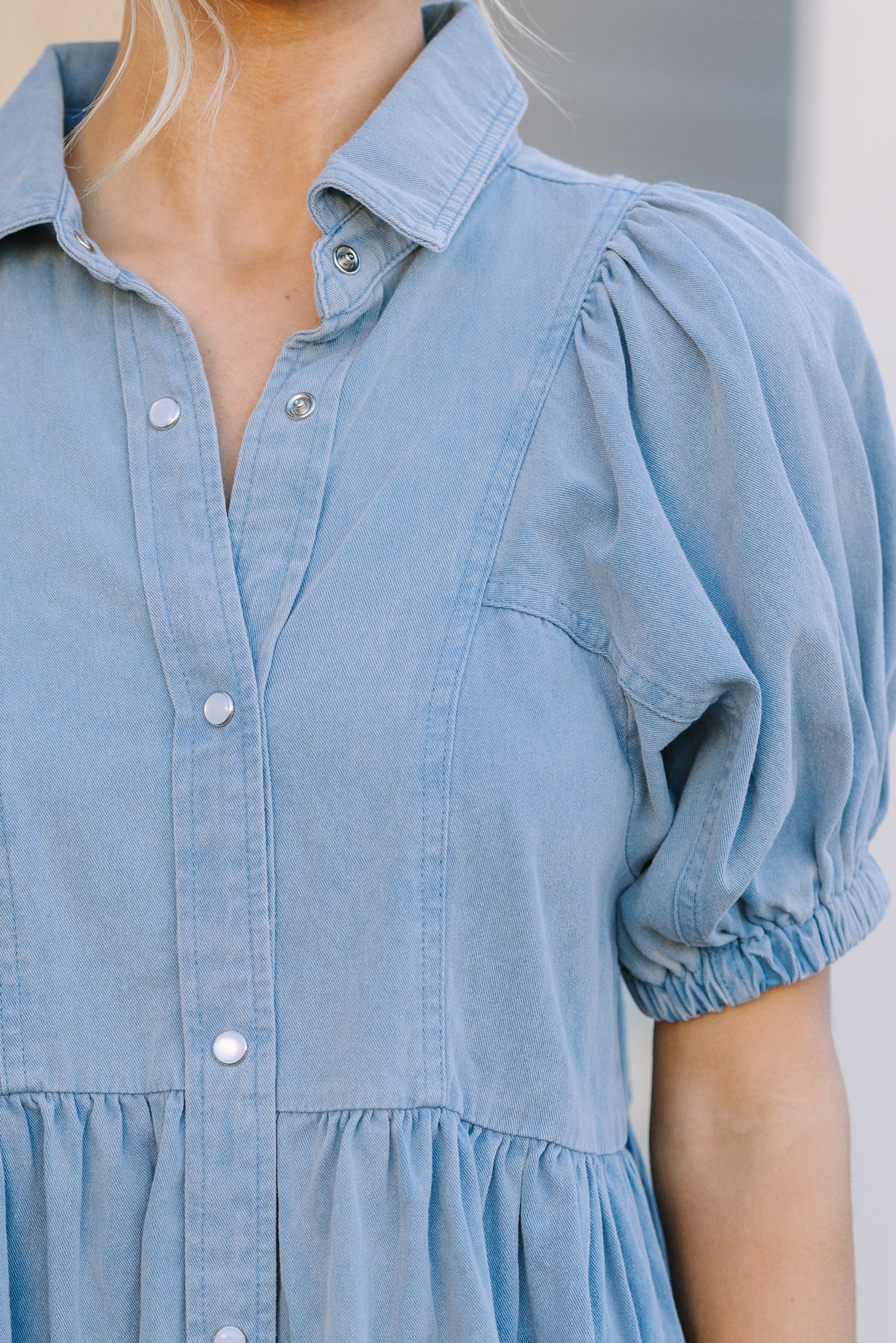 Well Known Light Blue Denim Babydoll Dress  Shop the Mint