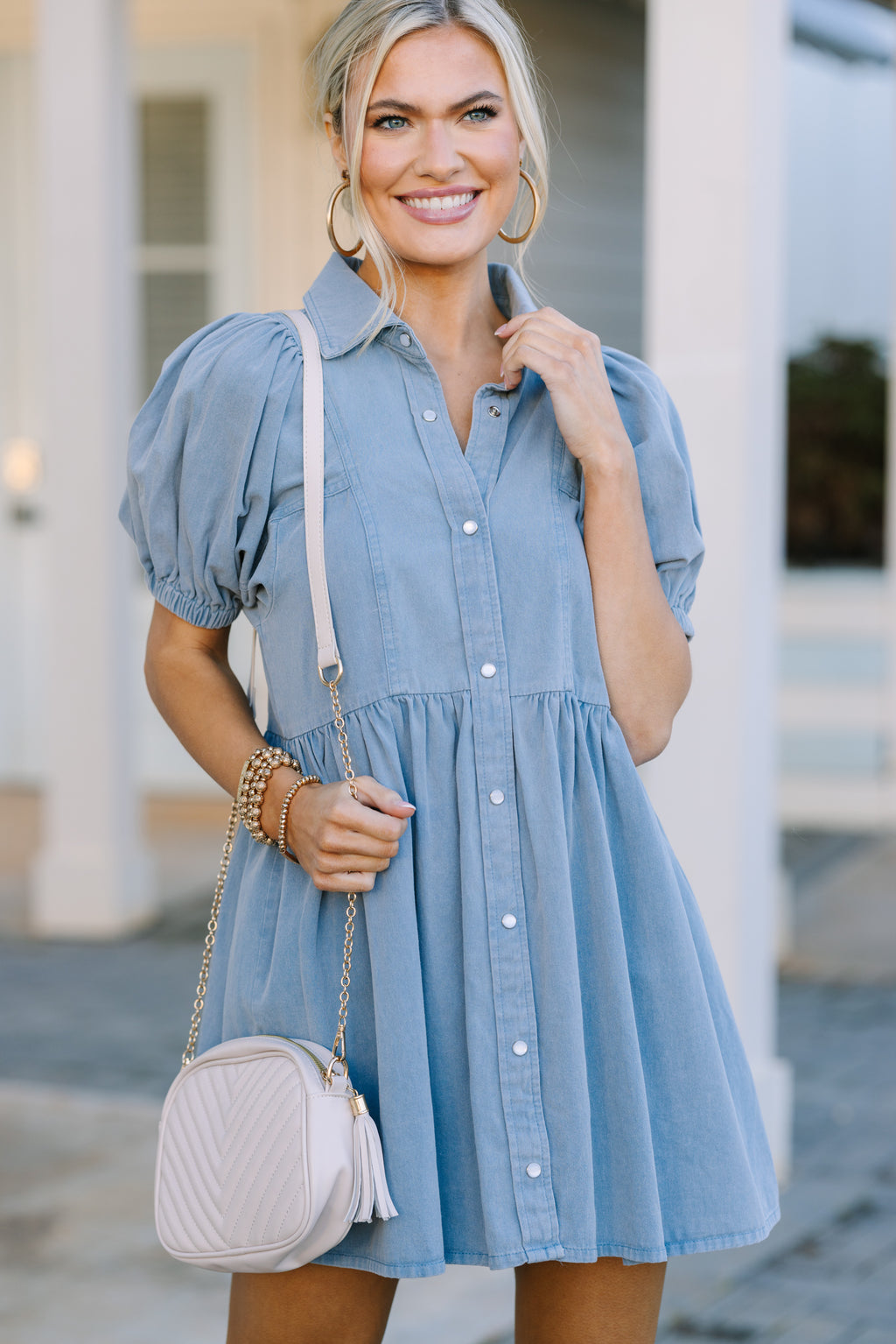 Well Known Light Blue Denim Babydoll Dress Shop the Mint Well Known Light Blue Denim Babydoll Dress Shop the Mint