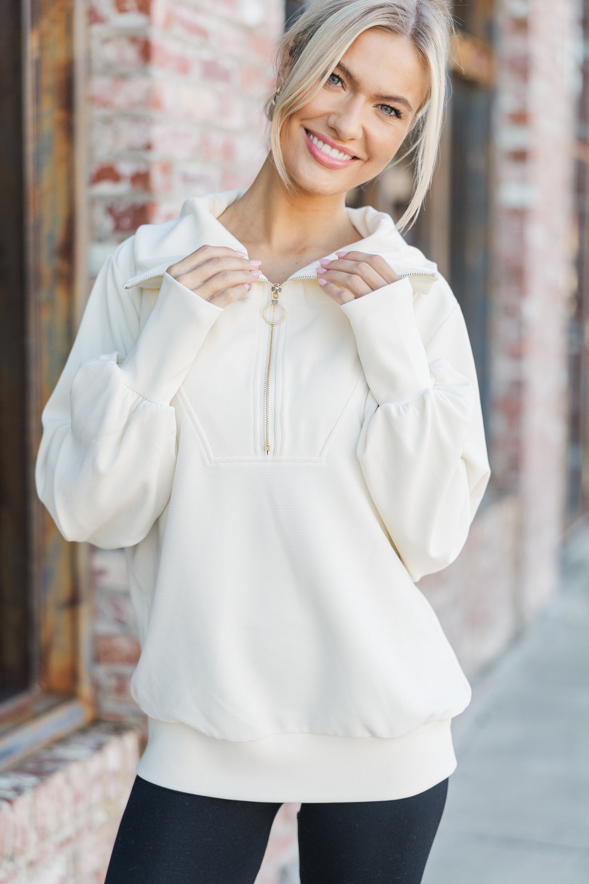 Today's The Day Cream White Quarter Zip Pullover – Shop the Mint