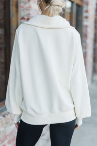 Today's The Day Cream White Quarter Zip Pullover