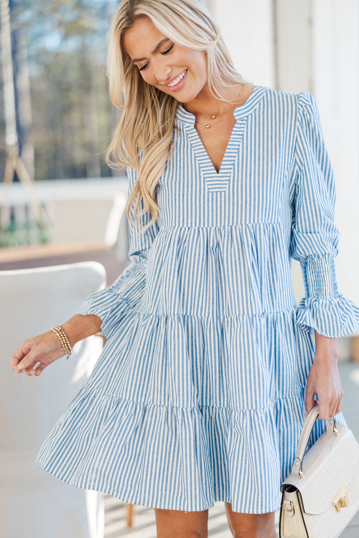 In Your Happy Place Blue Striped Dress – Shop the Mint