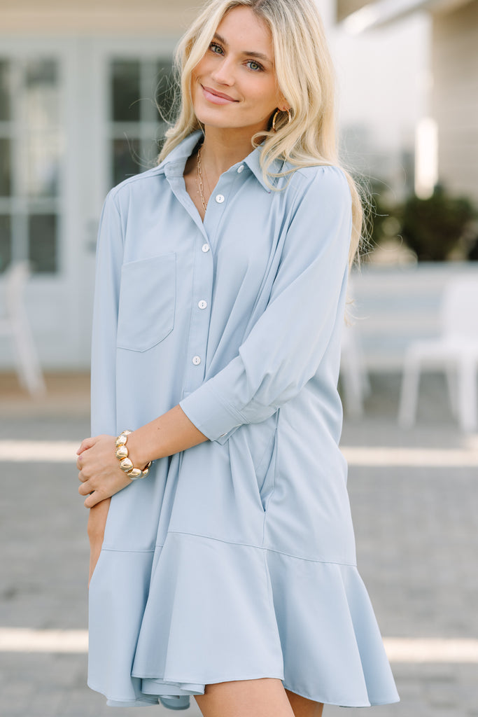 Share Your Story Light Blue Shirt Dress – Shop the Mint
