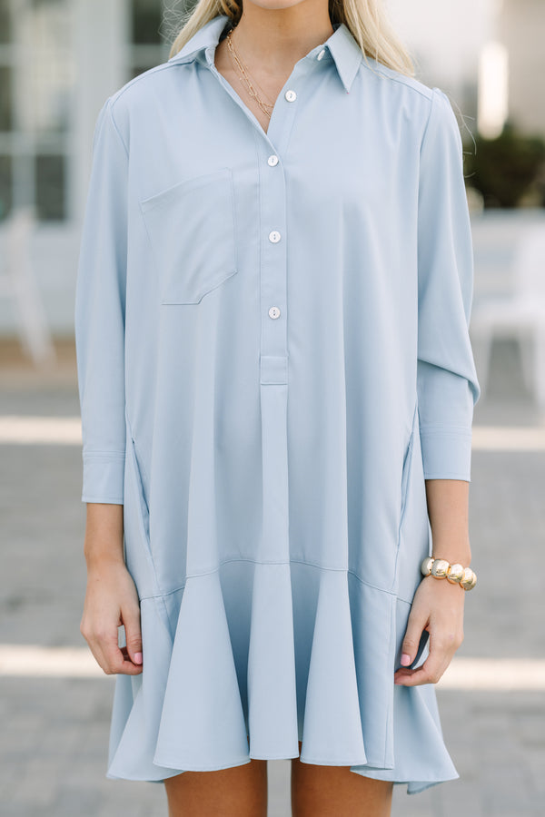 Share Your Story Light Blue Shirt Dress – Shop the Mint