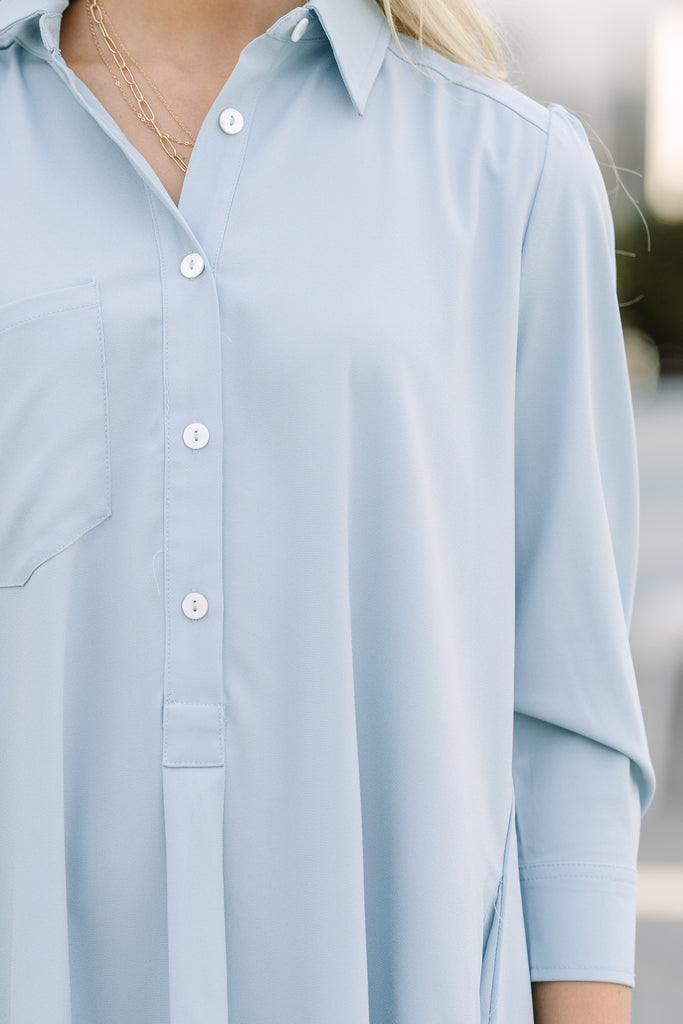Share Your Story Light Blue Shirt Dress – Shop the Mint