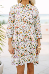 Believe What I Say Ivory Ditsy Floral Shirt Dress