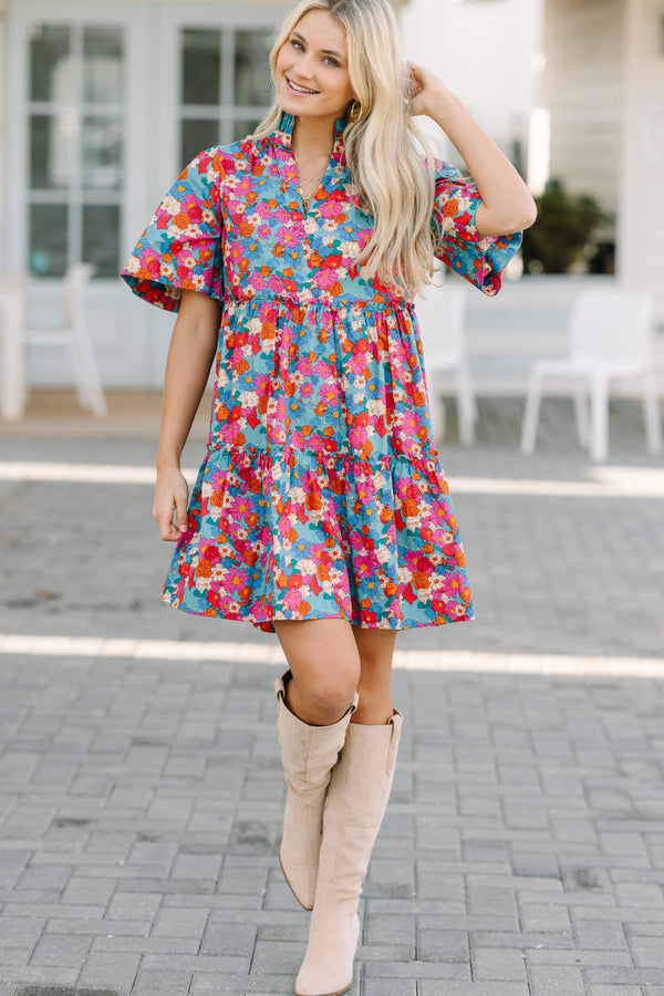 blue floral dress, floral dresses, online boutique